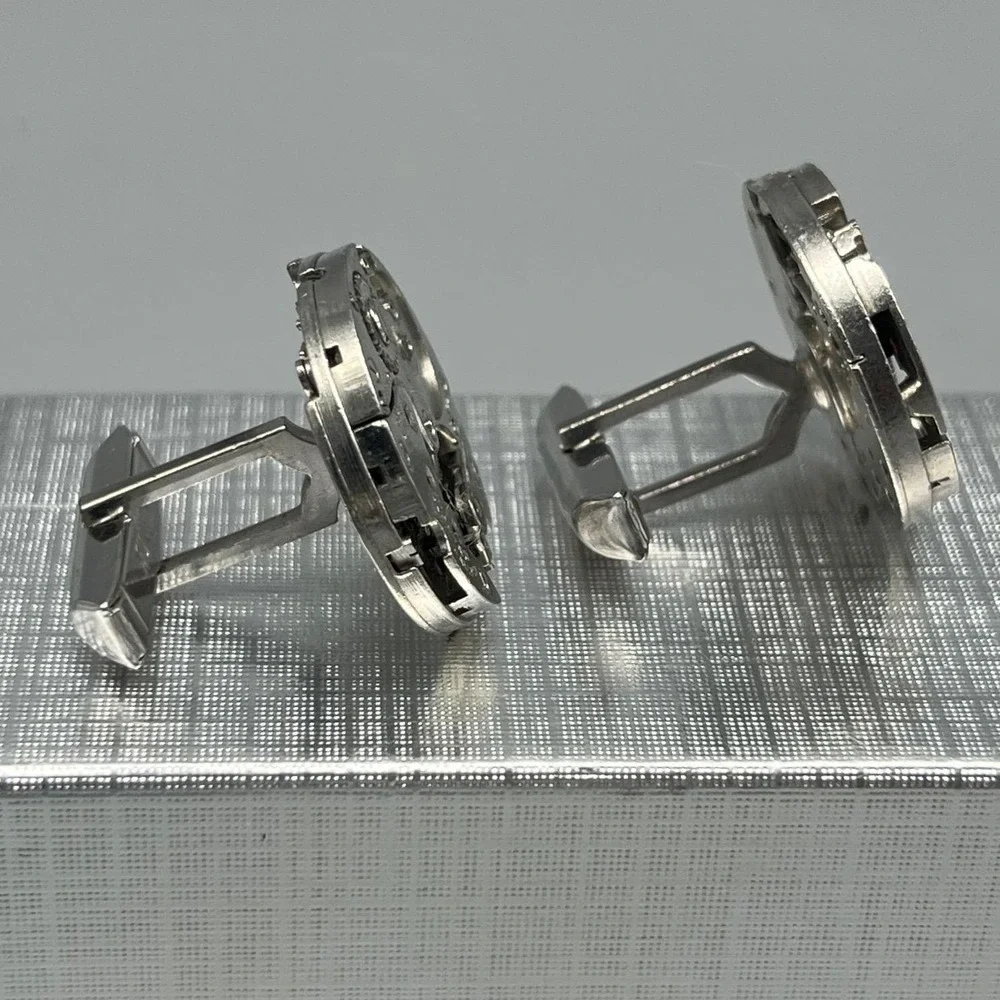 Vintage Watch Movement Cufflinks‎ Swank STEAMPUNK Silvertone